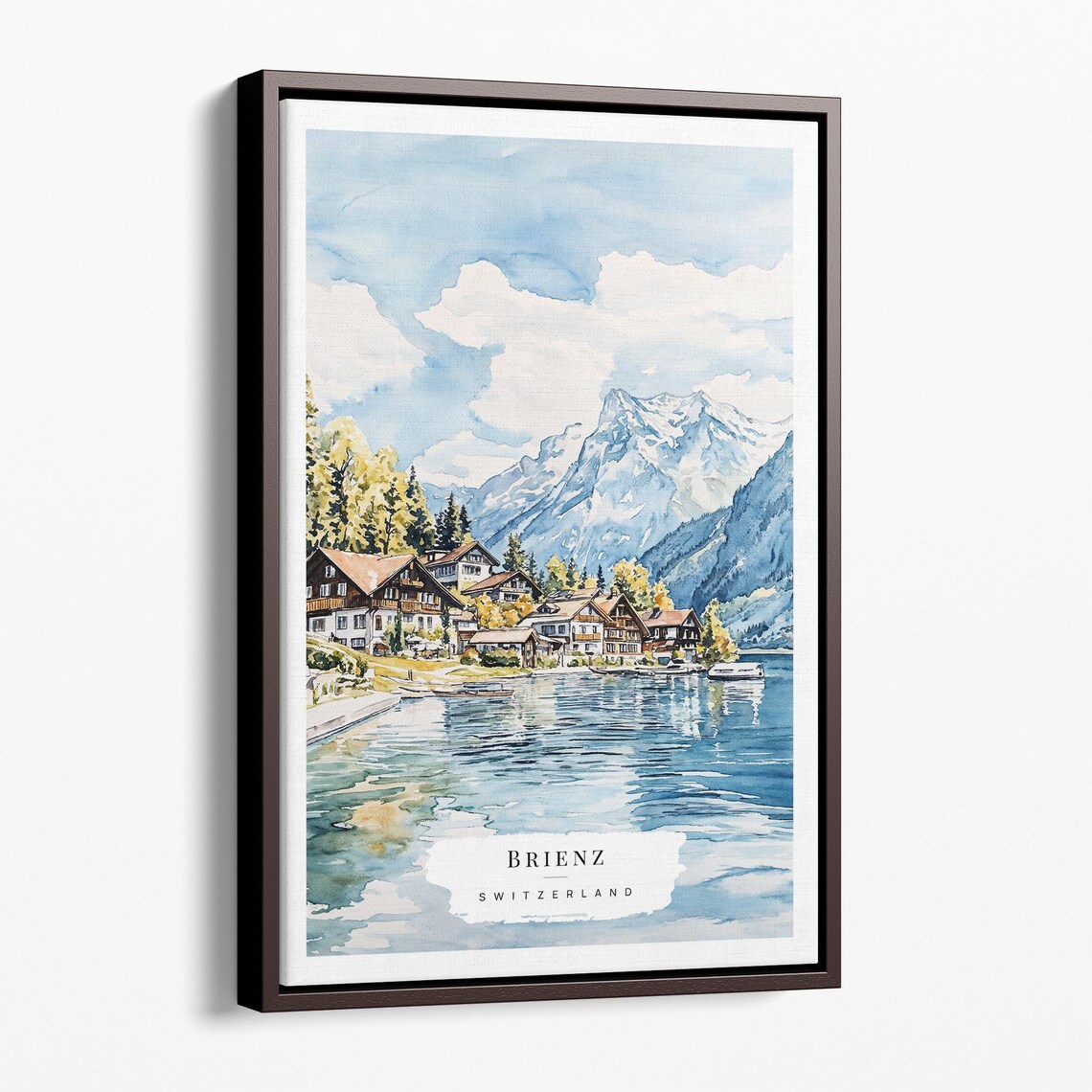 Brienz Switzerland Lake Watercolor Alpine Village Lakeside Poster