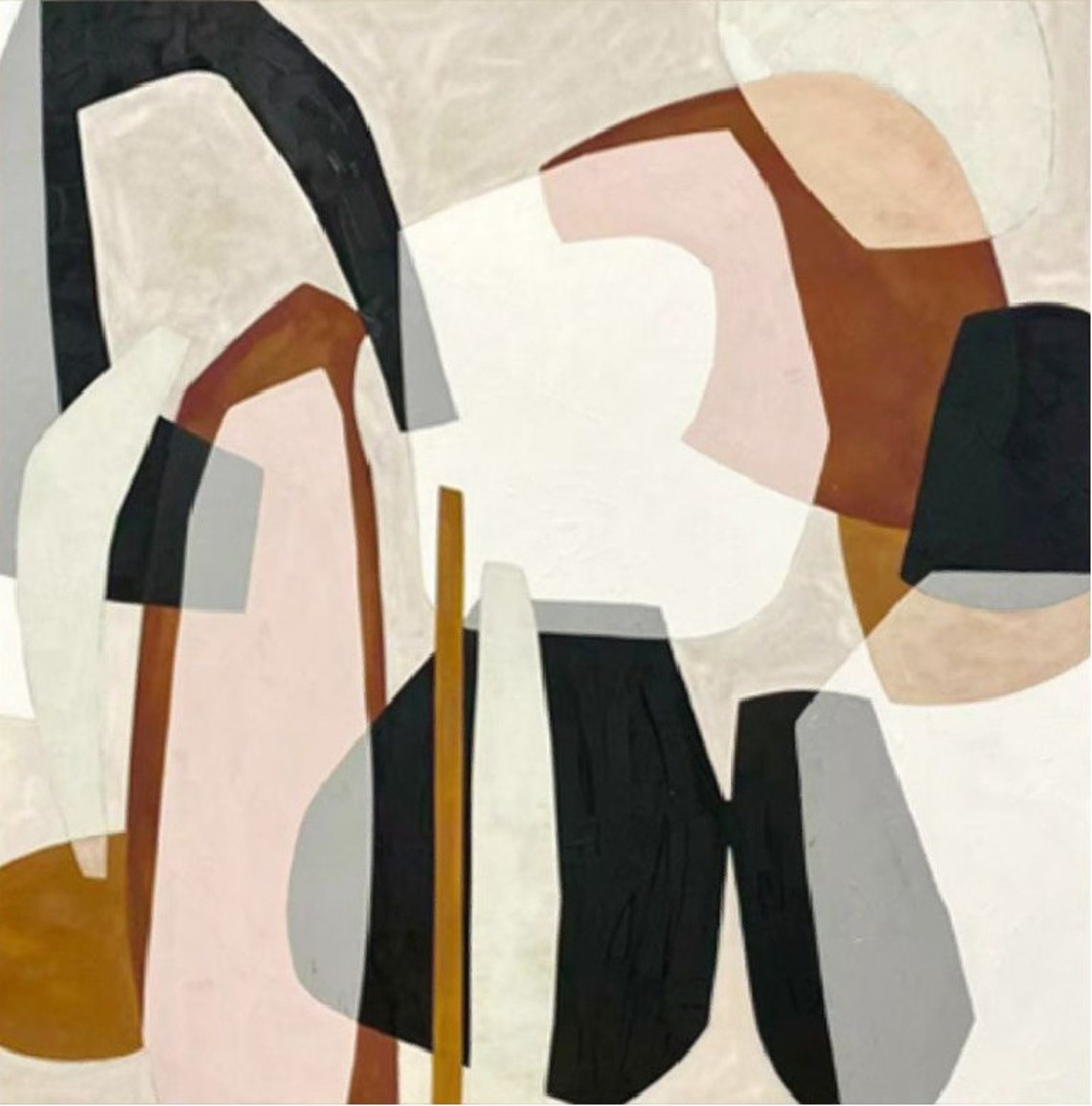 Blush Pink Rust Black Rounded Arch Shapes Abstract Art Poster - Image 3