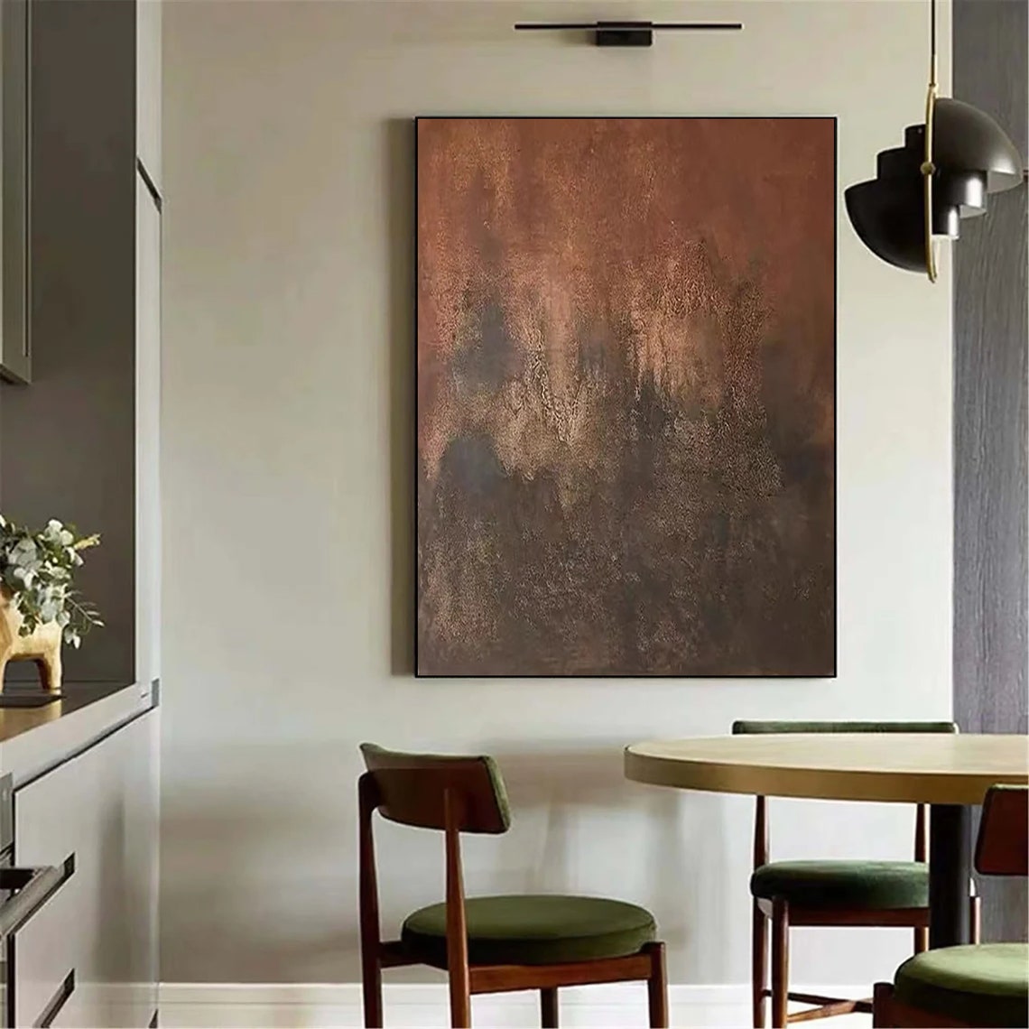 Copper Brown Rustic Textured Warm Dark Abstract Painting Poster - Image 5