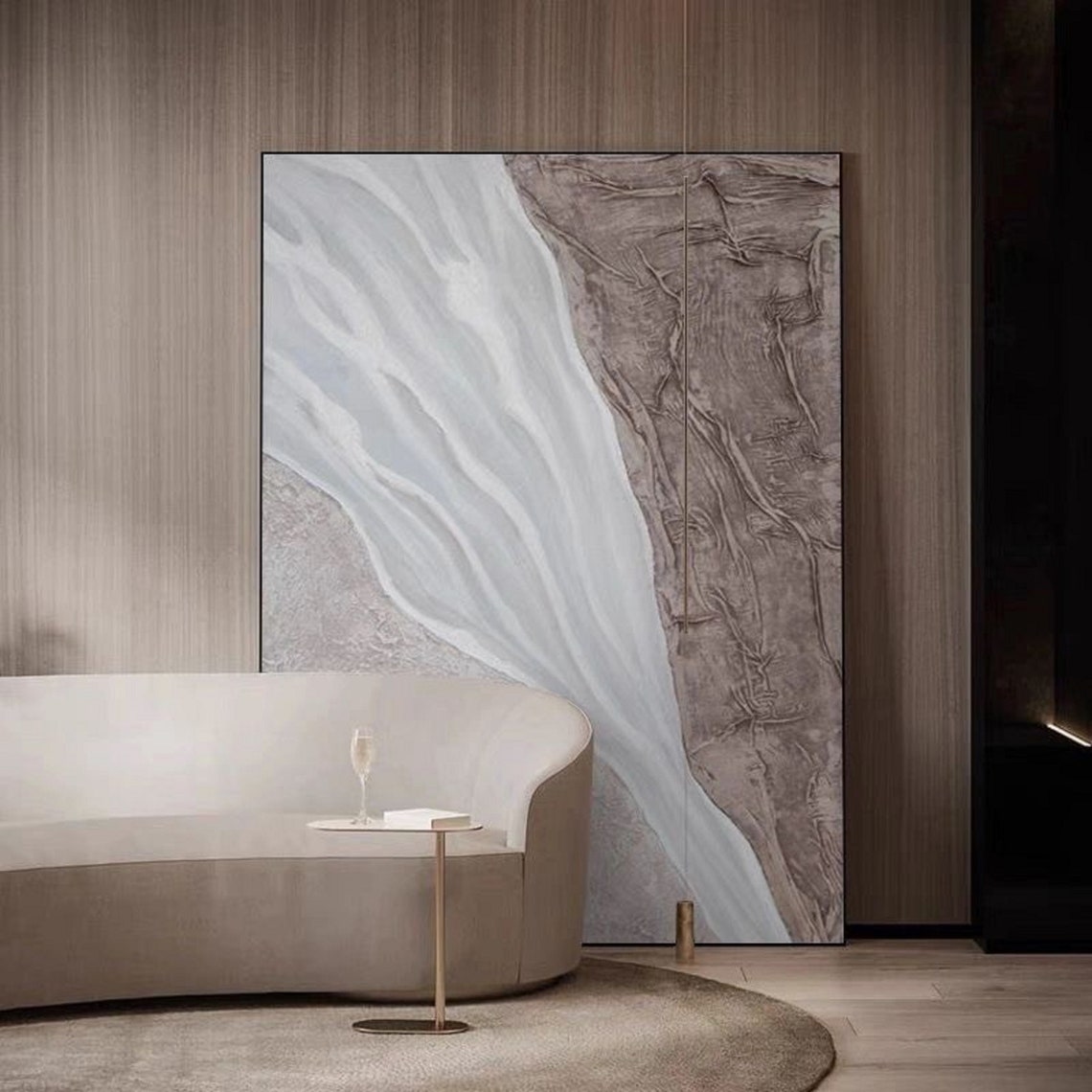 Beige And White Abstract Painting Beige White Wall Art White Texture Wall Art Beige White Wall Painting Beige White Wall Art - Image 3