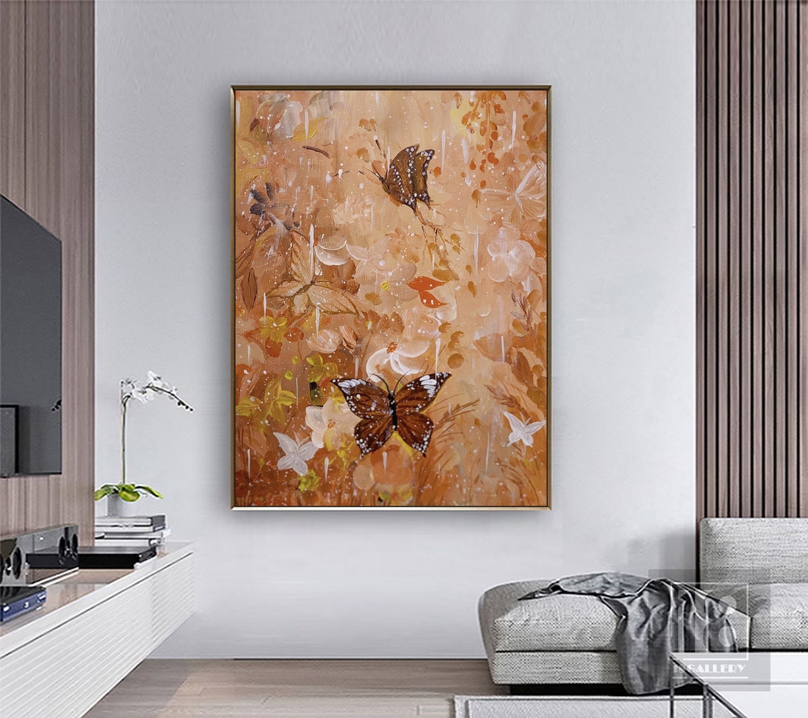 Large Butterfly Painting Abstract Painting For Bedroom Butterfly Wall Art Modern Art For Home Decor Orange Textured Wall Art - Image 5