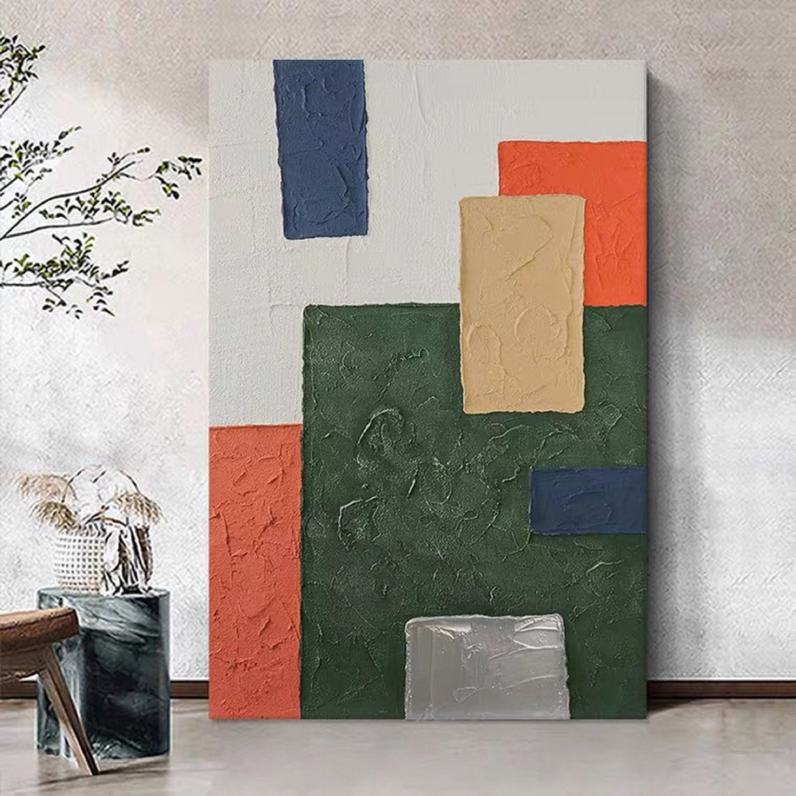 Original Abstract Painting 3d Texture Art Green Minimalist Abstract Painting Large Abstract Art Neutral Art Painting Living Wall Art - Image 5