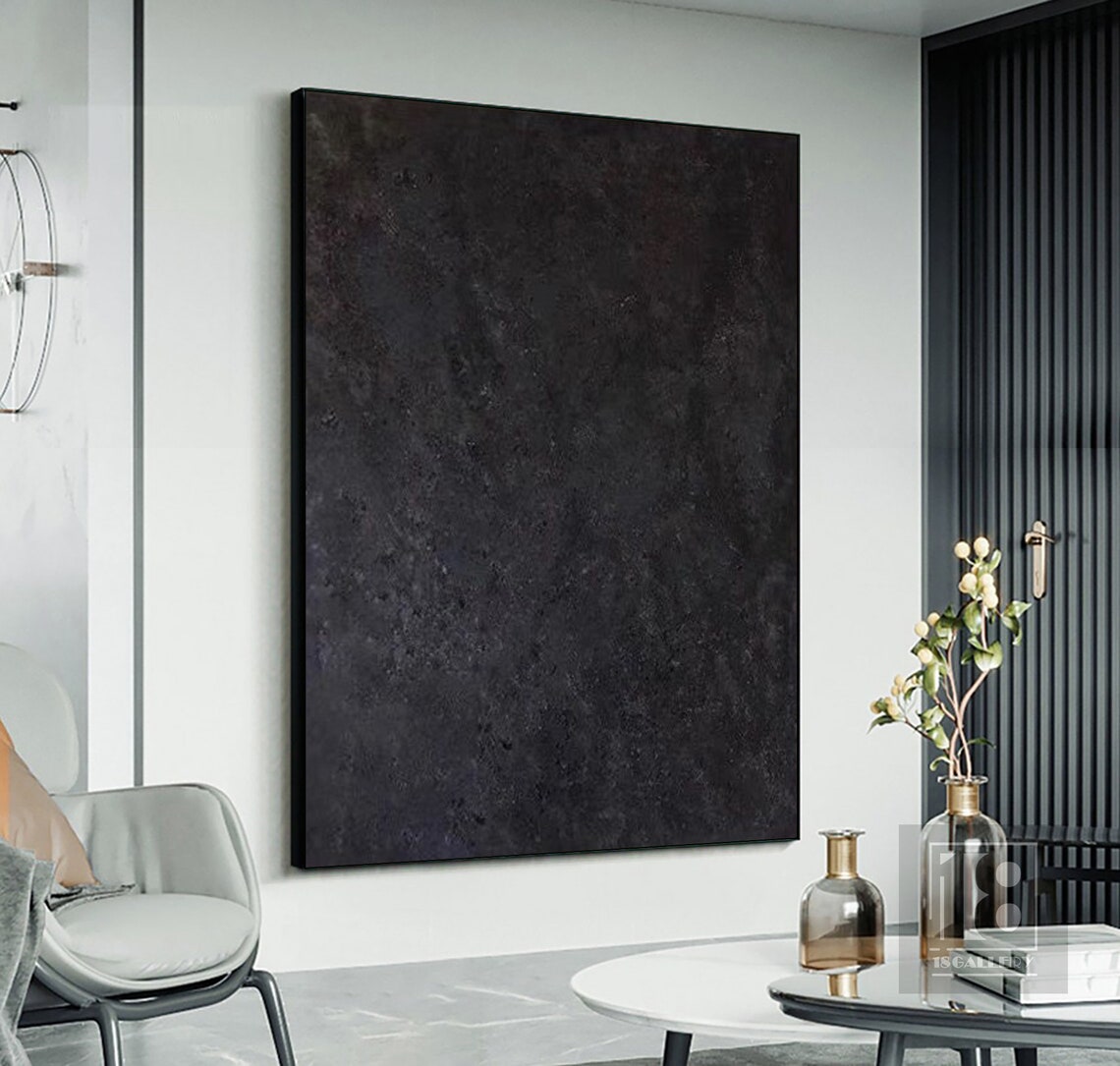 Black Wabi Sabi Wall Art Black Starry Sky Abstract Painting Large Black Minimalist Wall Art Textured Painting Entrance Wall Decor - Image 2