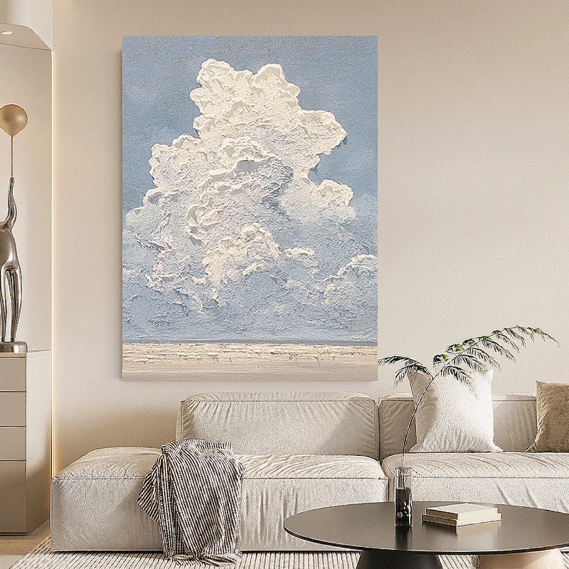 Thick Textured White Cloud Towering in a Blue Sky Minimal Art Poster - Image 4