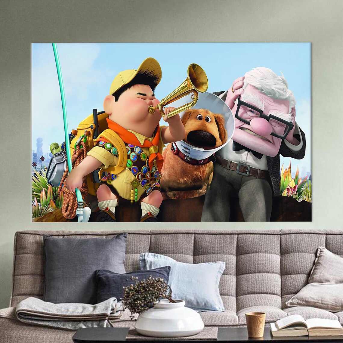 Up Movie Russell Trumpet Dug Carl Fredricksen Pixar Fun Scene Poster