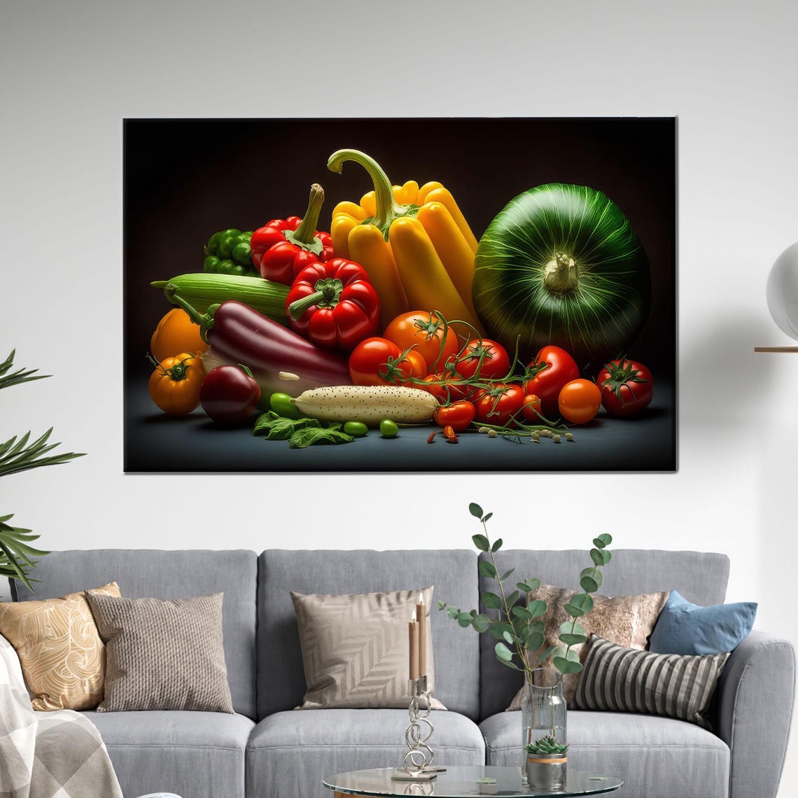 Colorful Vegetable Still Life Peppers Tomatoes Rustic Kitchen Poster