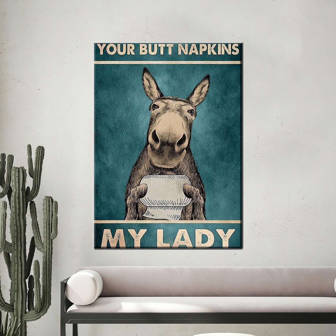 Funny Donkey Toilet Paper Your Butt Napkins My Lady Bathroom Humor Poster