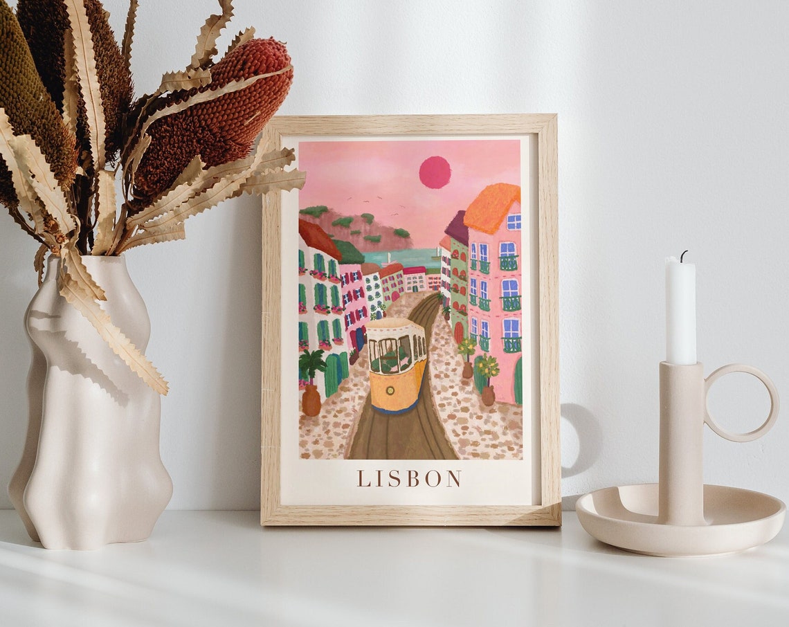 Lisbon Portugal Travel Poster, Europe Gift