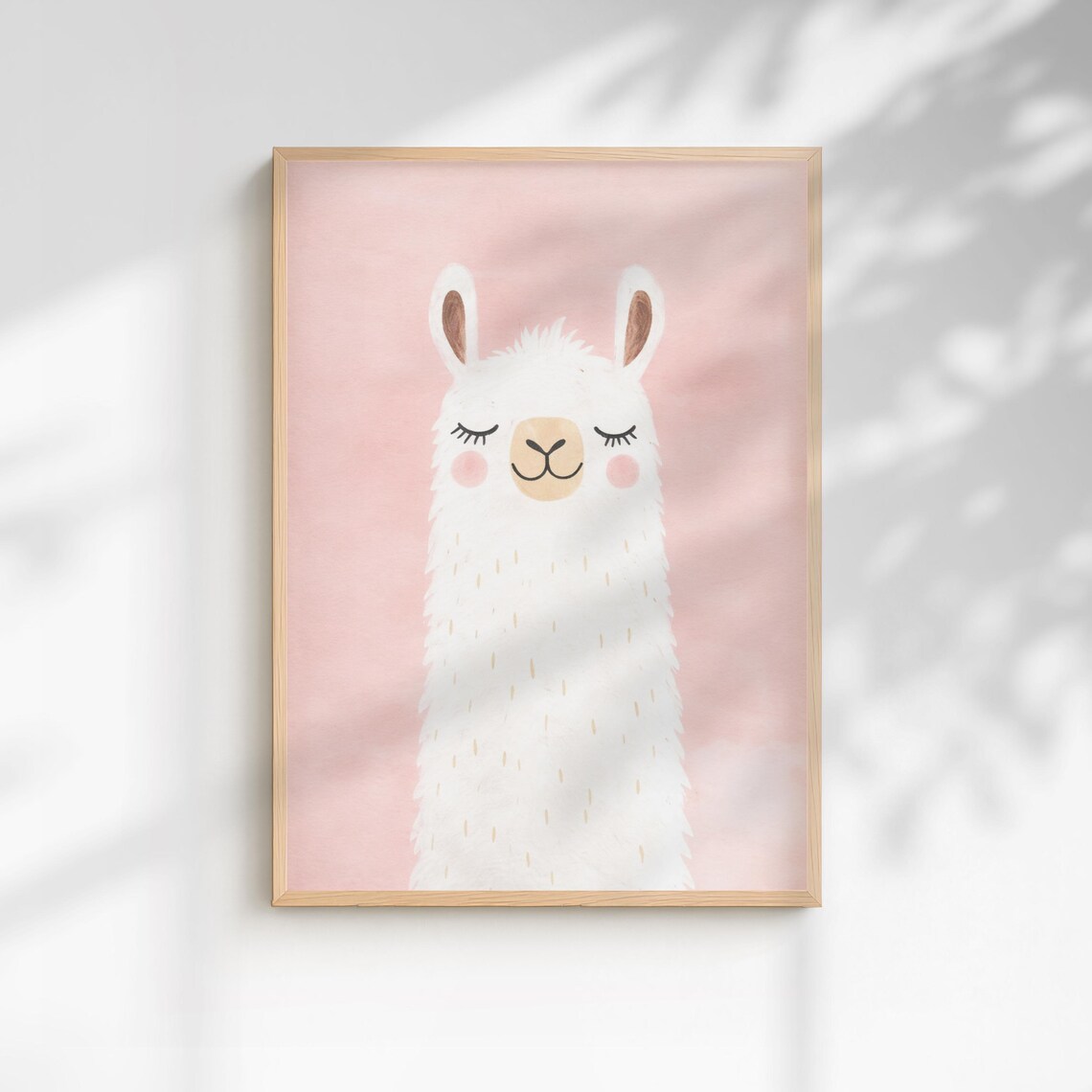 Cute Llama Nursery Poster Pastel Pink Baby Room Animal Decor