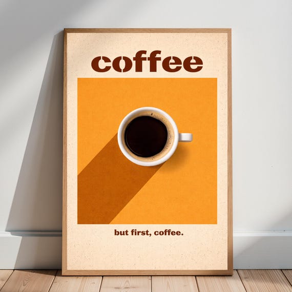 Minimalist Coffee Poster Modern Kitchen Wall Art Espresso Lover Decor