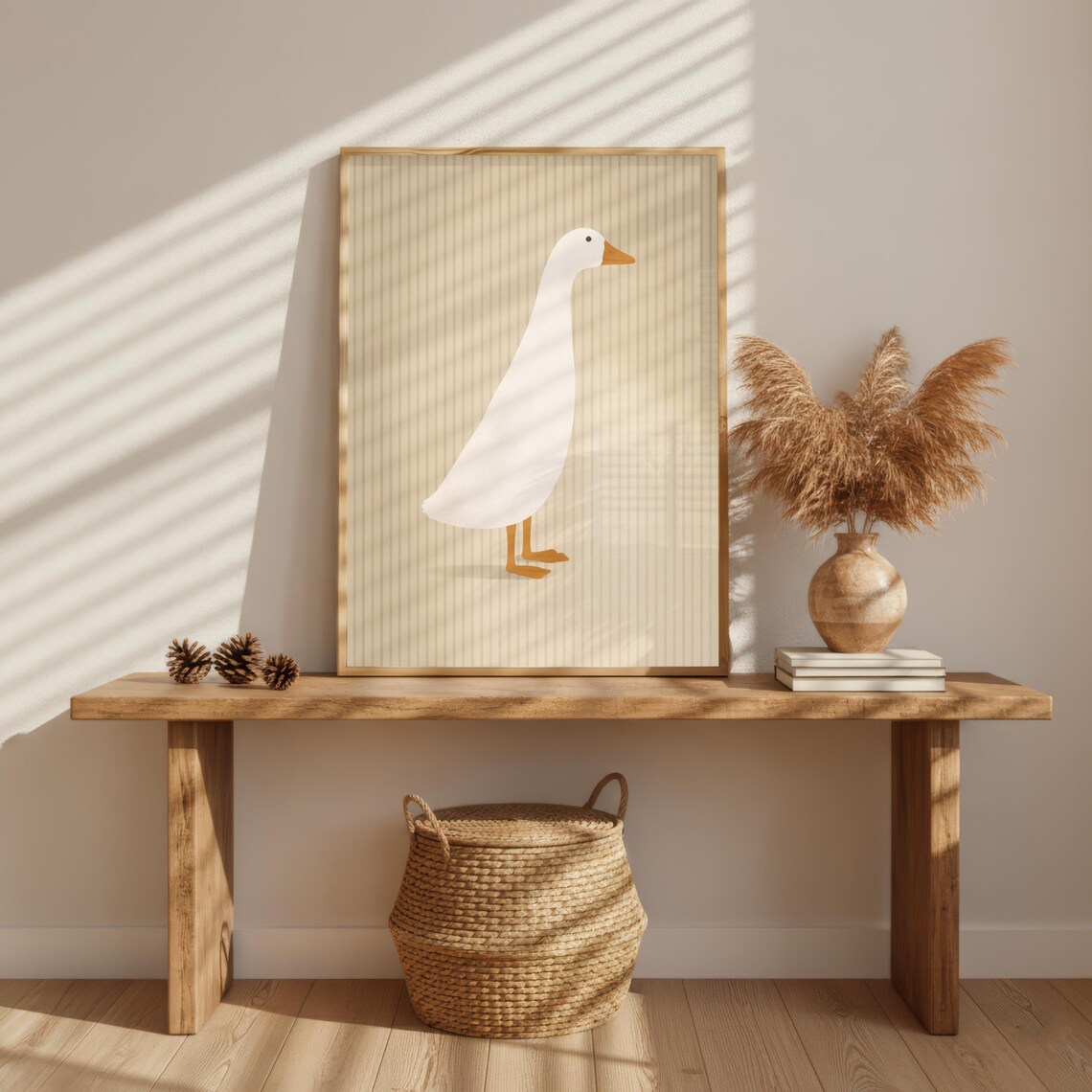 Minimalist Goose Art Print, Scandinavian Farmhouse Decor