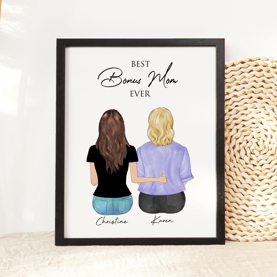 Best Bonus Mom Ever Personalized Stepmom Family Portrait Poster