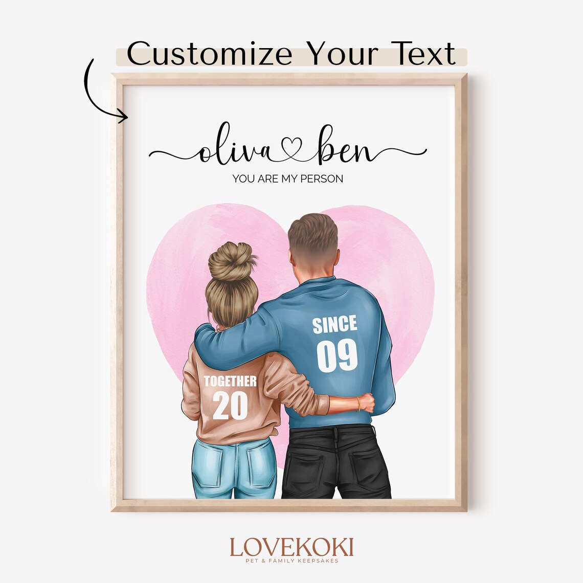 You Are My Person Couple Watercolor Heart Portrait Gift Poster
