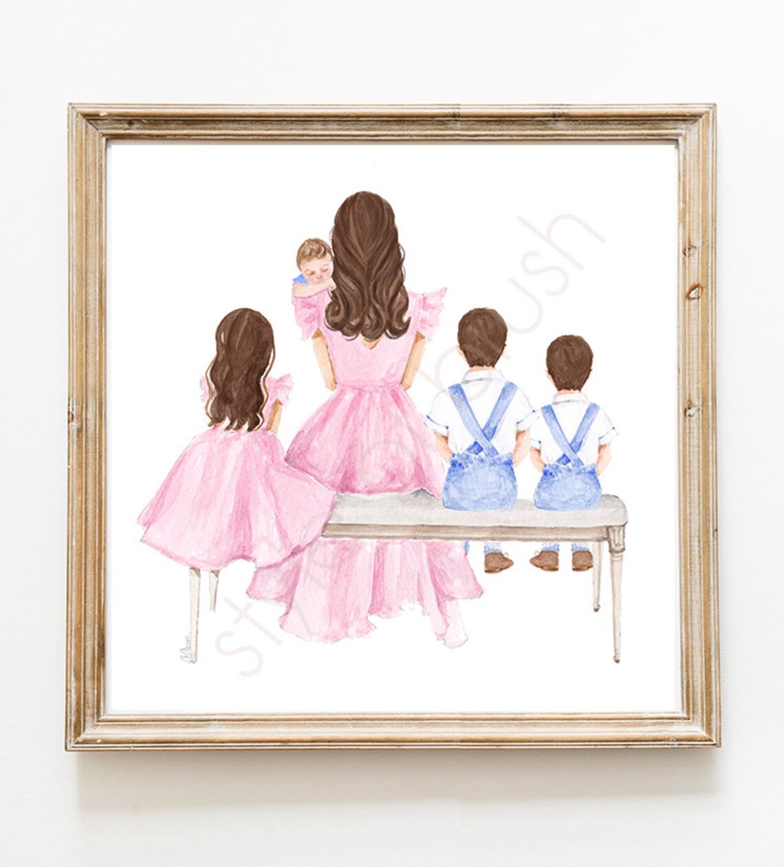 Brunette Mother Holding Baby with Three Children Family Poster - Image 2