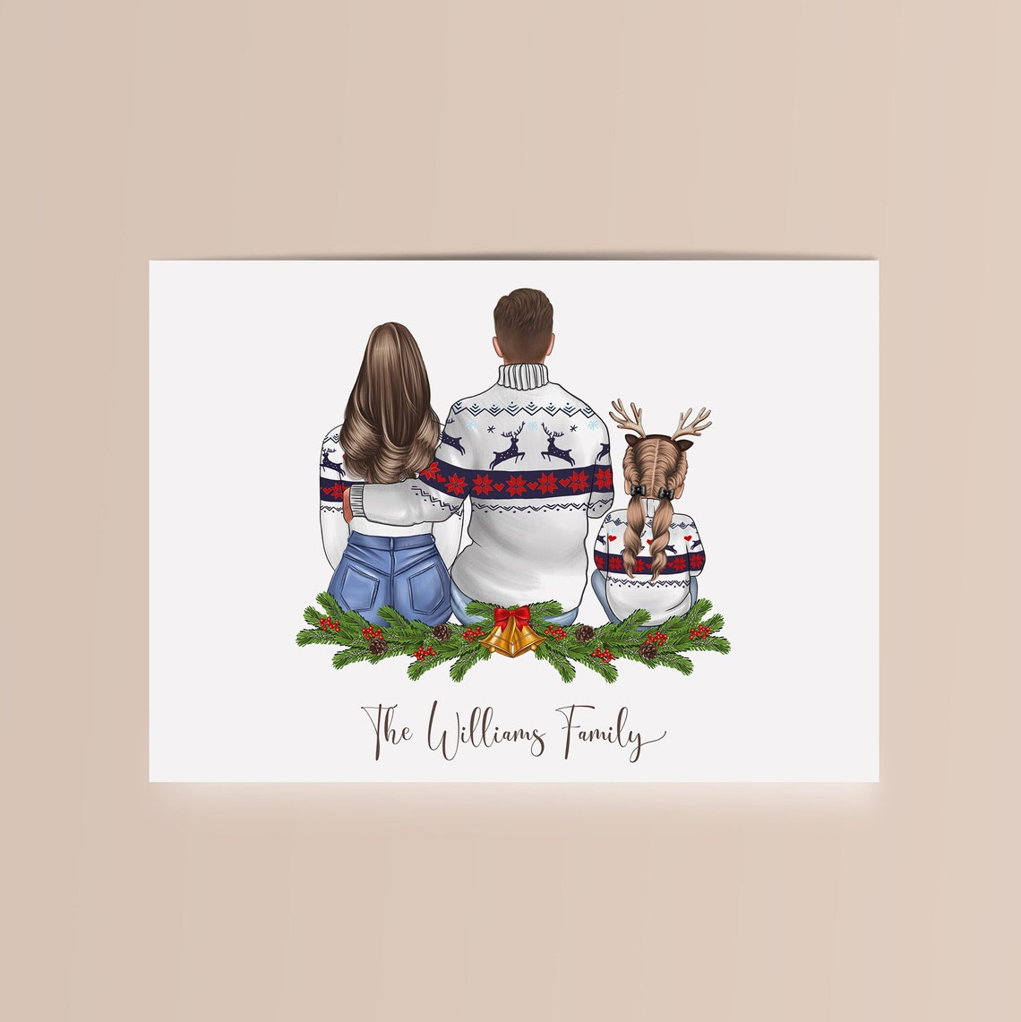 Personalized Christmas Family Portrait Print Matching Sweaters - Image 2