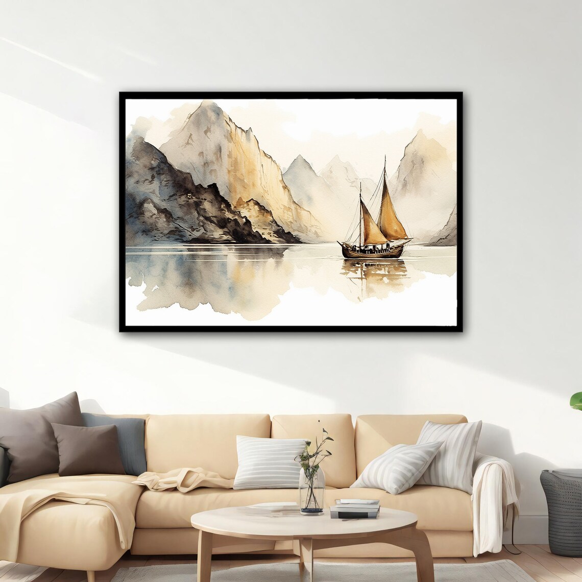 Ship And Mountain View, Abstract Art Print - Image 5