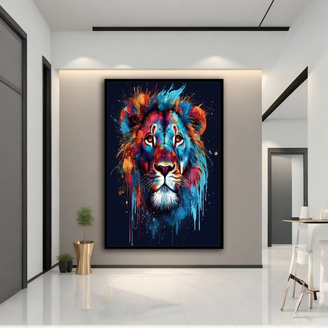 Abstract Splash Paint Lion Head Colorful Pop Art Wildlife Print - Image 4