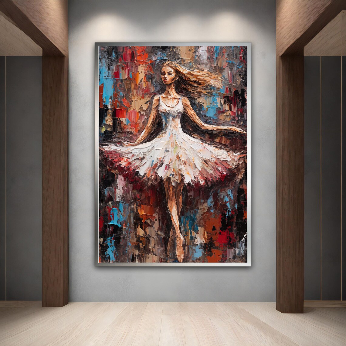 Ballerina White Rose Tutu Heavy Impasto Dance Painting Art Print - Image 2