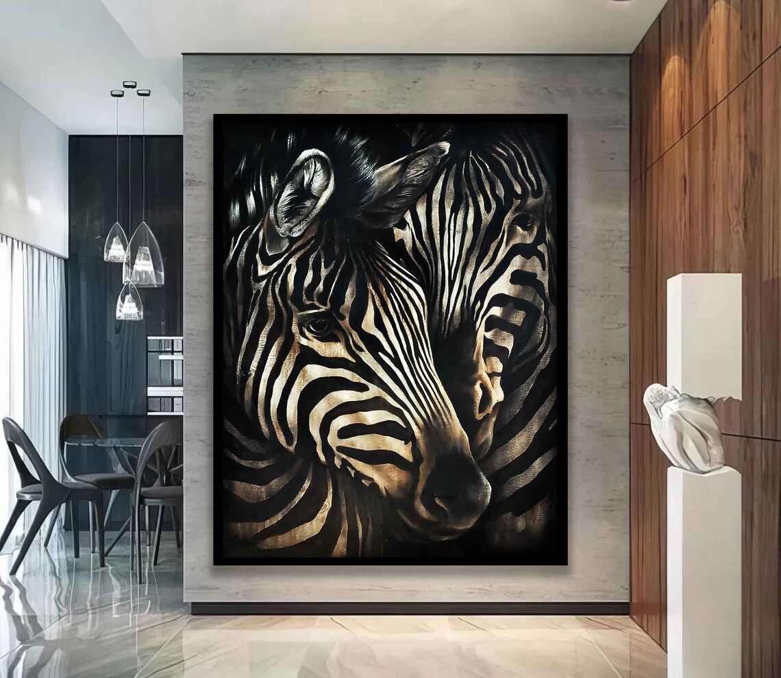 Zebra Close Up Black White Striped Portrait Dramatic Wildlife Art Poster - Image 5