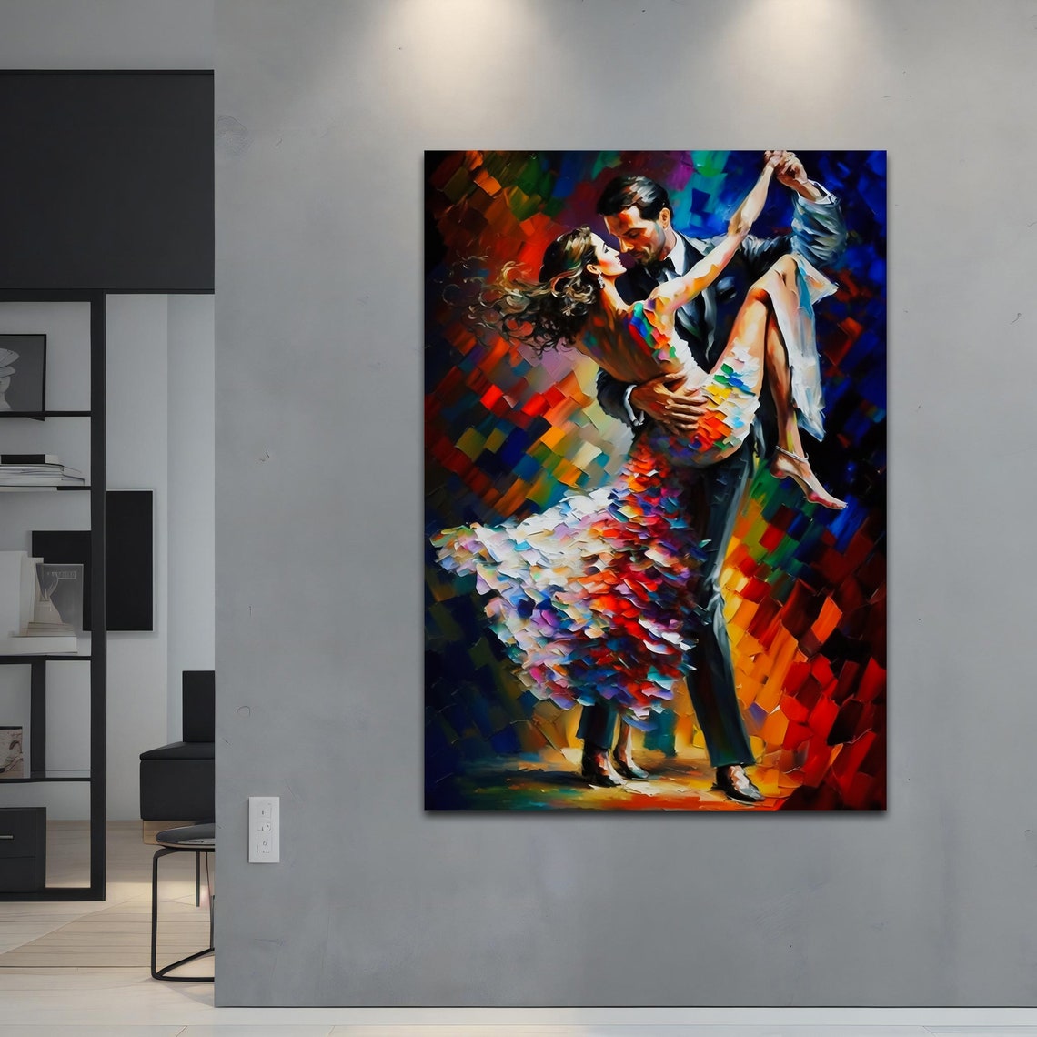 Passionate Tango Dancers Lift Colorful Mosaic Dance Art Print - Image 4