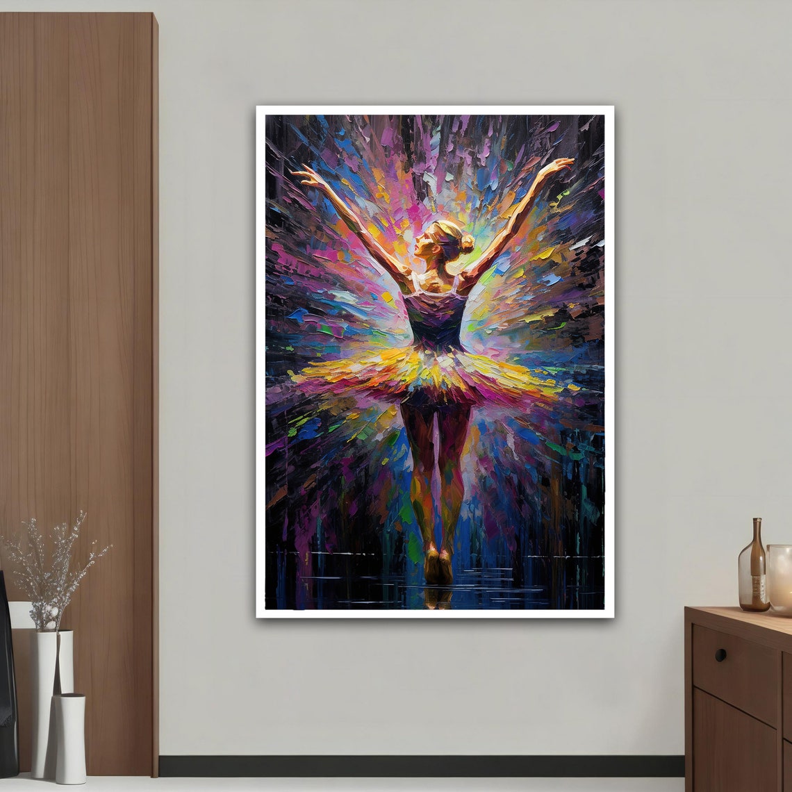 Ballerina Arms Raised Colorful Impasto Dance Painting Wall Art Print - Image 2