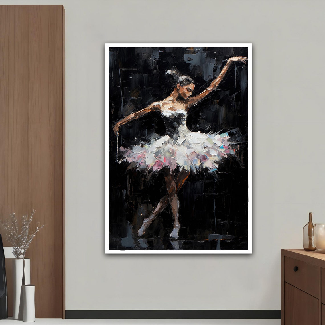 Ballerina White Tutu Arms Outstretched Moody Ballet Art Print - Image 3