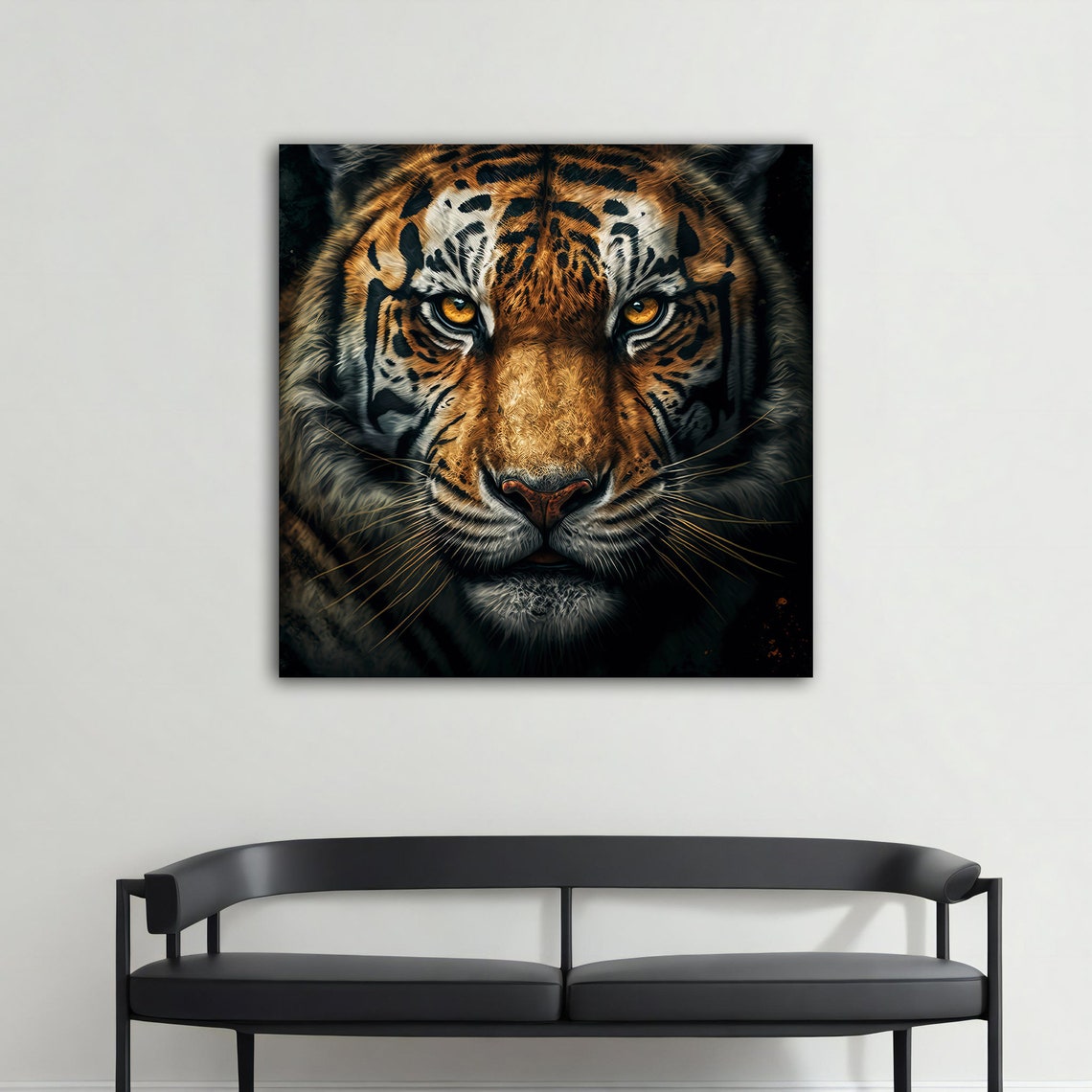Realistic Tiger Face Close Up With Intense Amber Eyes Art Poster - Image 5