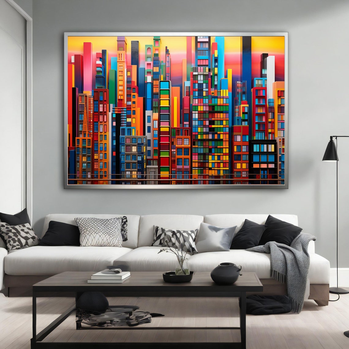 Colorful City View City View Wall Art Colorful City Landscape City Landscape Print City Landscape Poster - Image 3
