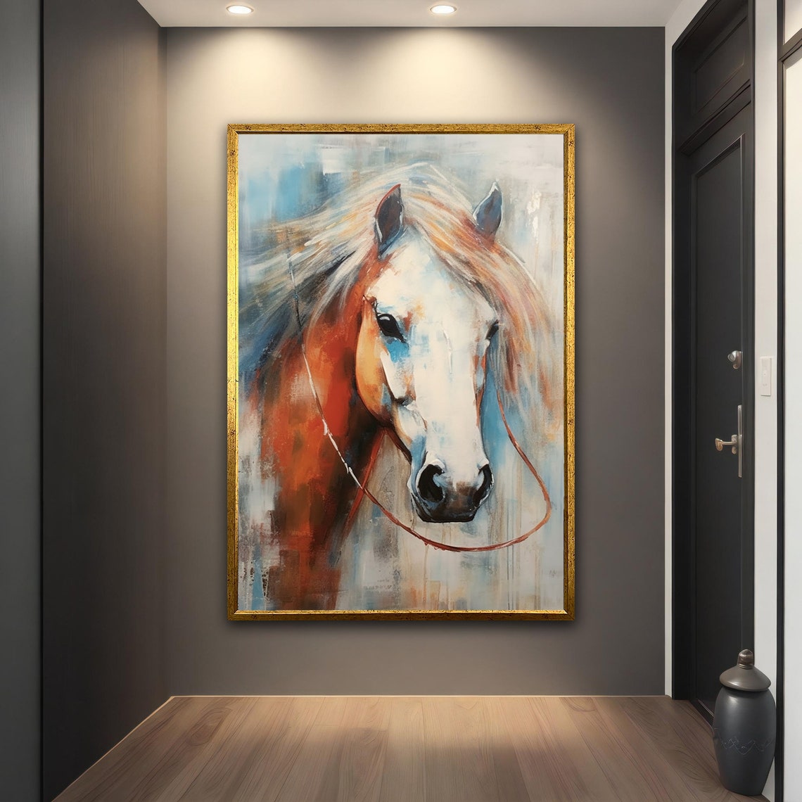 Chestnut Horse Portrait Painterly Equine Head Wall Art Poster - Image 2