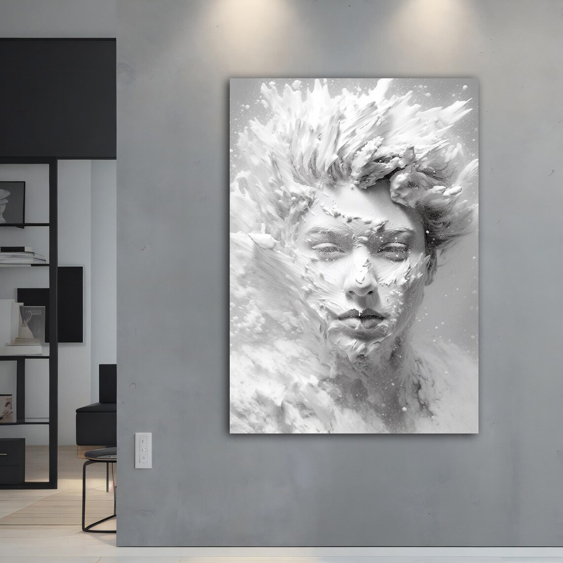 White 3d Looking Sculpture Woman Painting Beautiful Sculpture Woman Wall Art Woman Poster Framed Sculpture Woman Print - Image 5