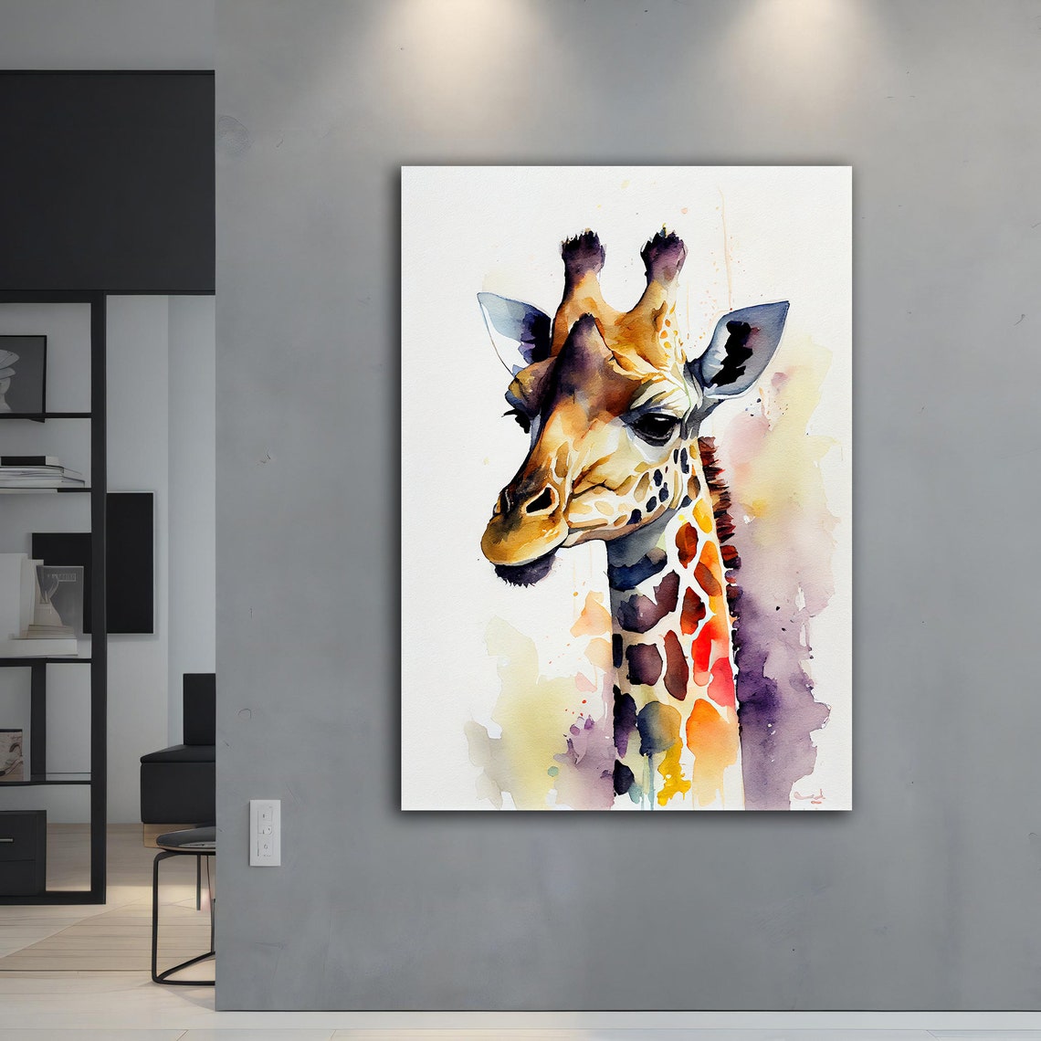 Watercolor Giraffe Portrait Soft Warm Tones Animal Wall Art Print - Image 4