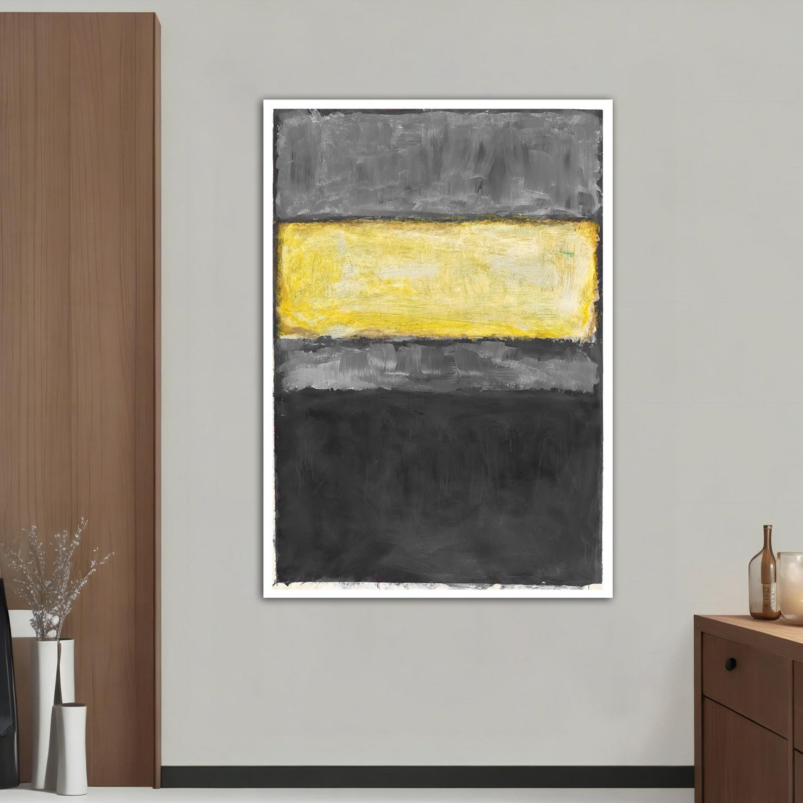 Rothko Style Yellow Grey Color Field Abstract Wall Art Poster - Image 4