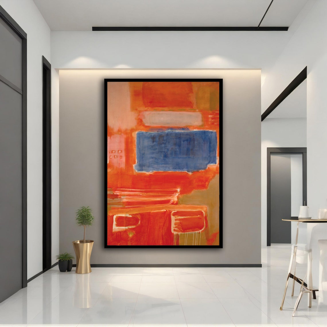 Rothko Style Orange Blue Abstract Color Field Wall Art Poster