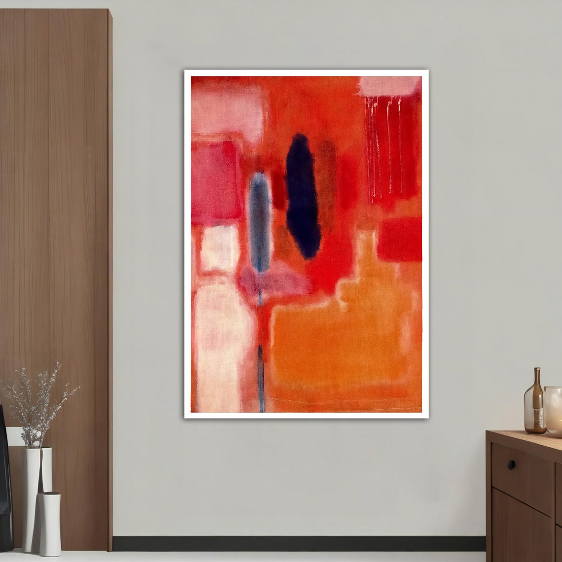 Rothko Style Red Orange Navy Abstract Color Field Wall Art Print - Image 5