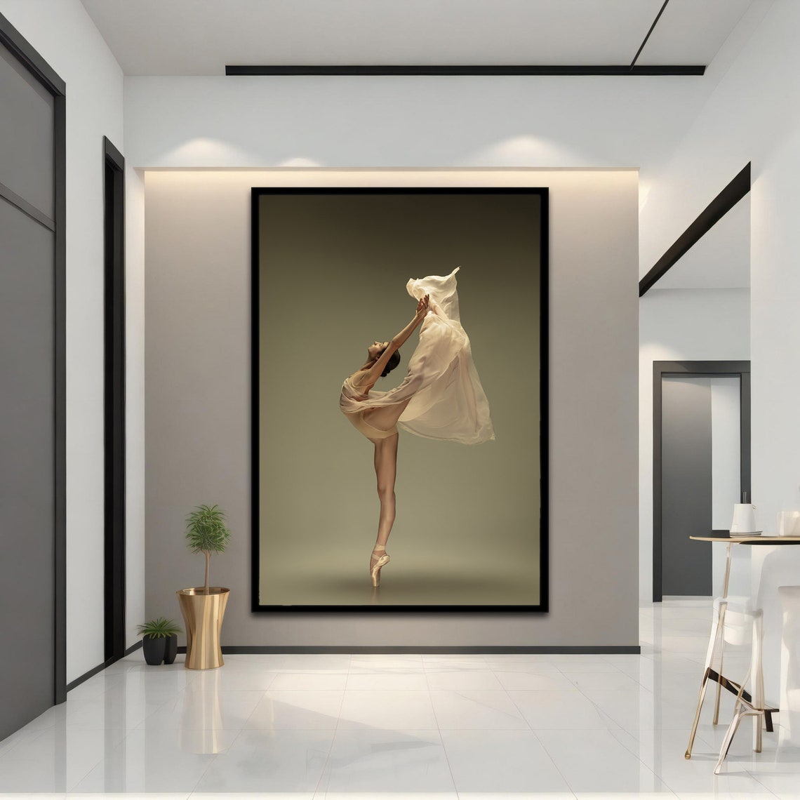 Ballerina En Pointe Flowing Fabric Elegant Dance Photo Art Print - Image 4