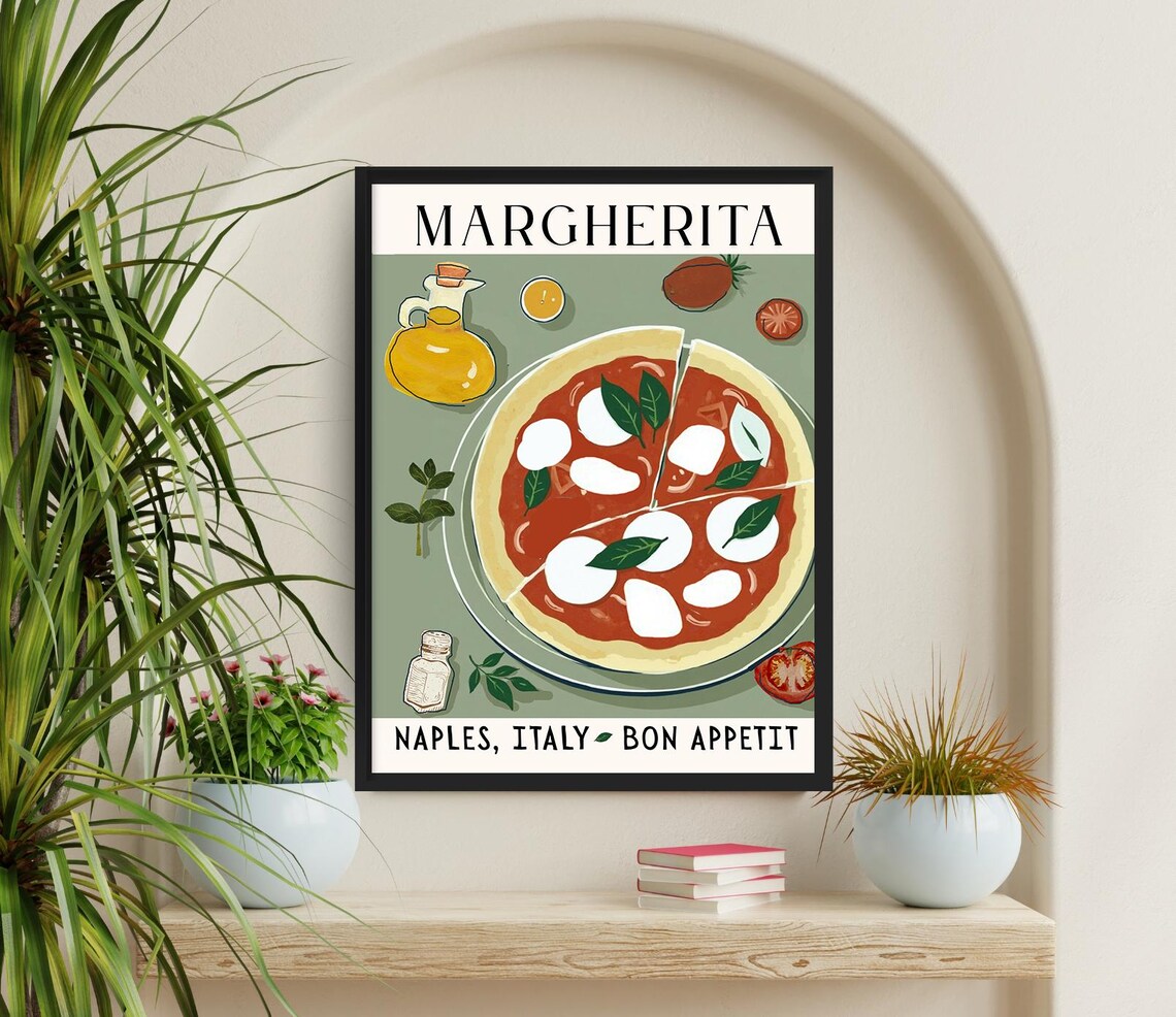 Margarita Pizza Art Print, Italian Kitchen Decor - Image 5