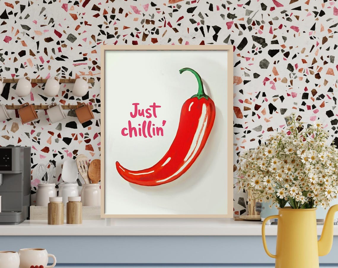 Hot Chili Boho Kitchen Decor, Funny Quote Art Print - Image 3