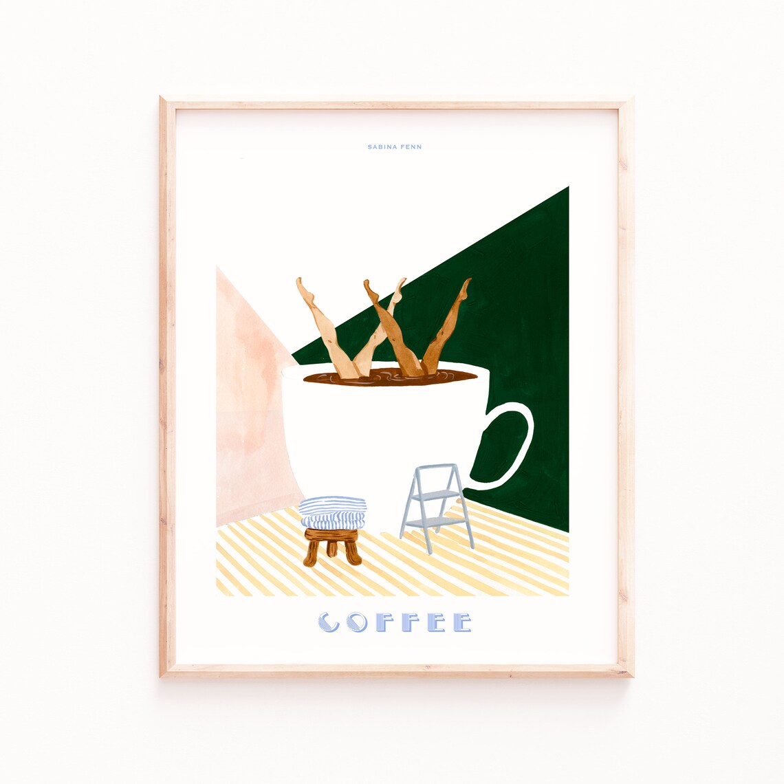 Coffee Poster Print, Retro Diver Kitchen Wall Art