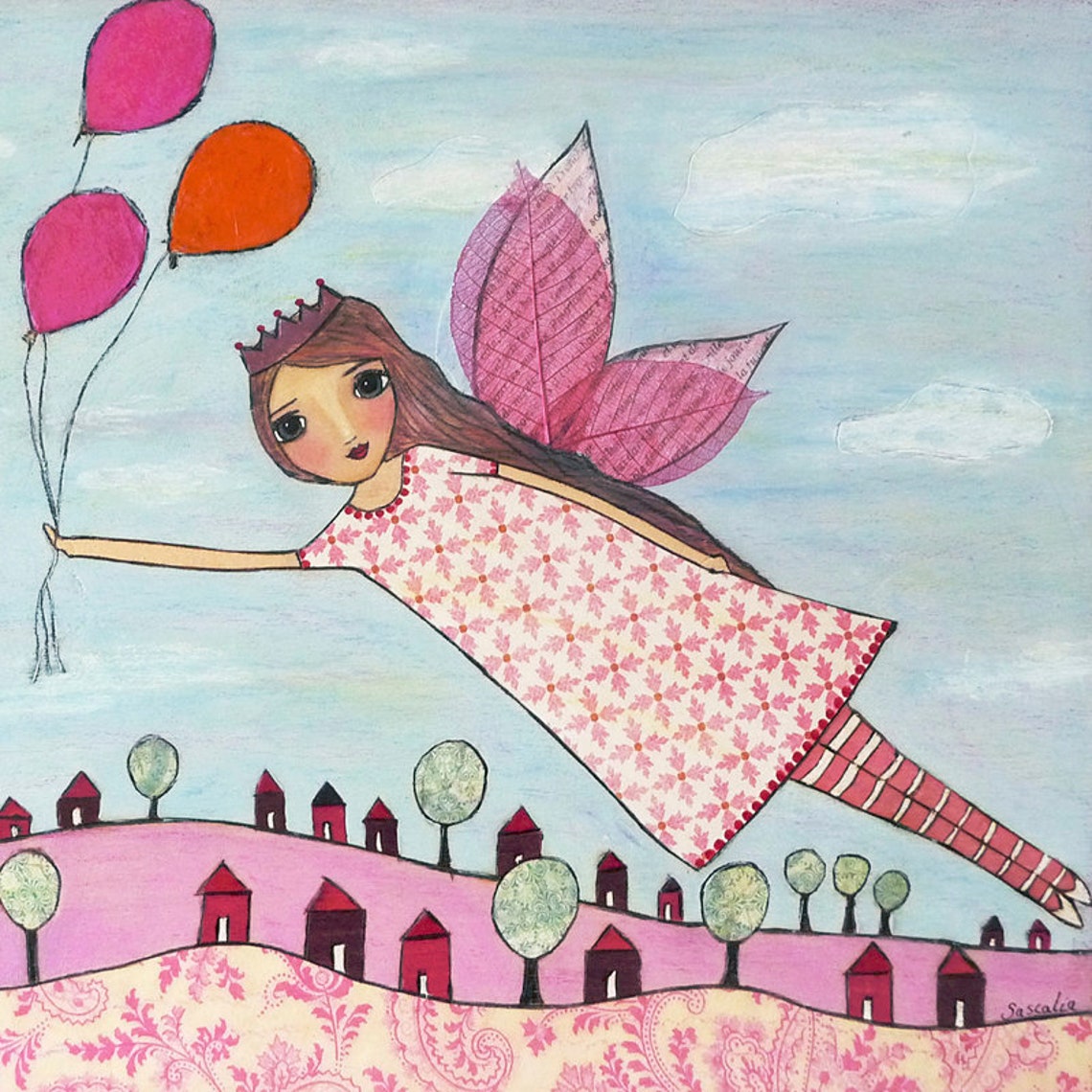 Flying Fairy Nursery Decor Girl Nursery Art Baby Girl Nursery Wall Art Kids Room Decor Kids Art Girl Nursery Art Play Room Decor