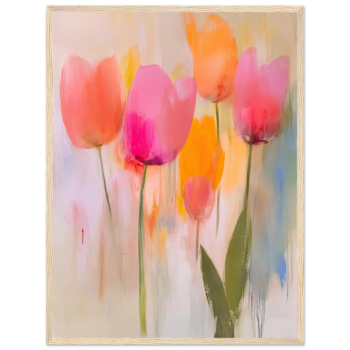 Pastel Tulip Watercolor Art Print, Abstract Floral