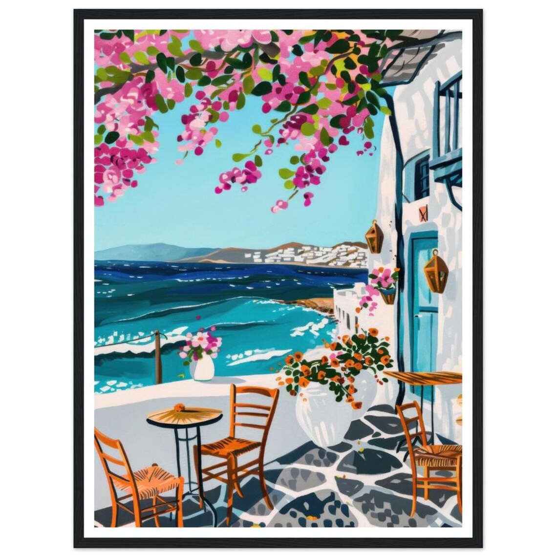 Greek Island Coastal Travel Poster, Mediterranean Print - Image 3