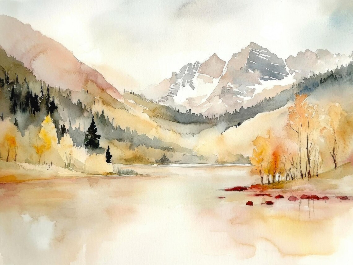 Rocky Mountains Autumn Landscape Wall Art Print