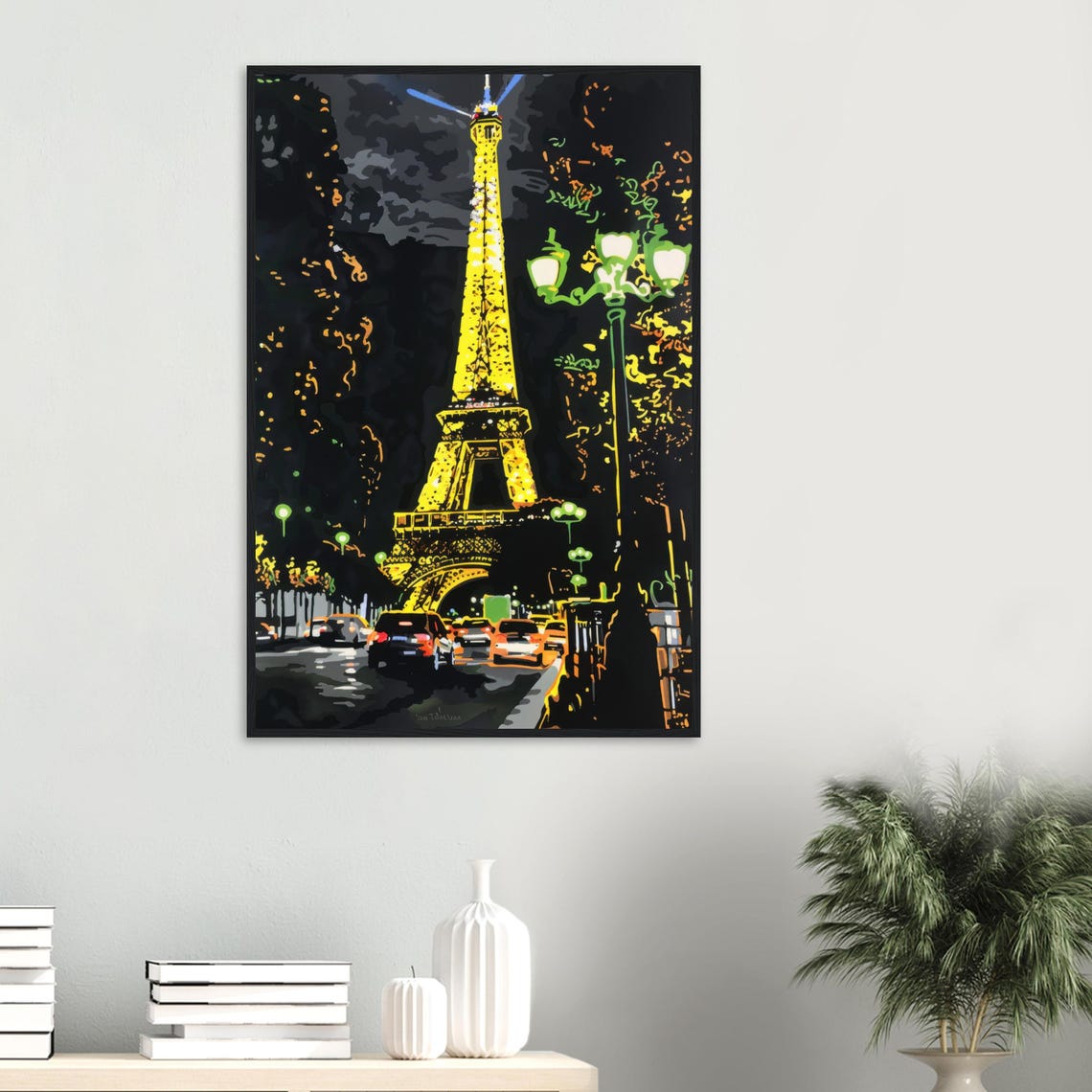 Eiffel Tower Glowing Gold Lights Paris Night Cityscape Poster - Image 3