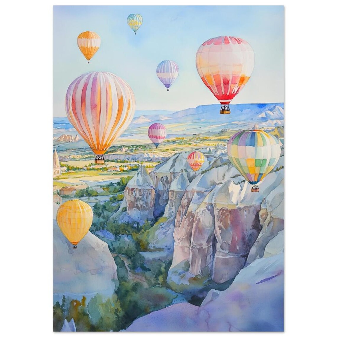 Cappadocia Watercolor Travel Poster, Turkey Landscape - Image 3