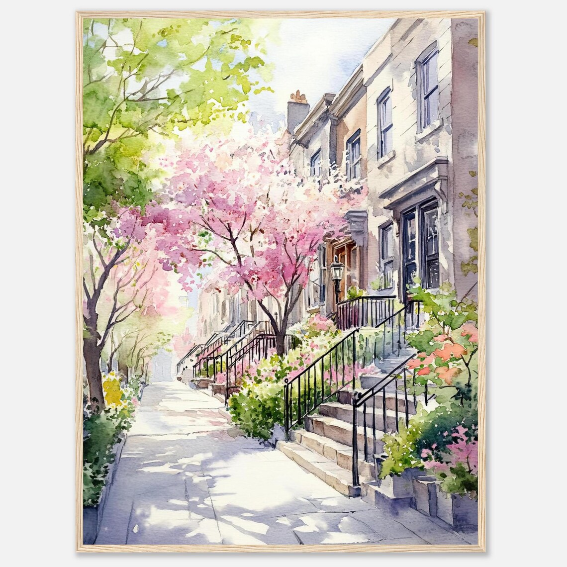 Brooklyn Street Watercolor Print, New York City