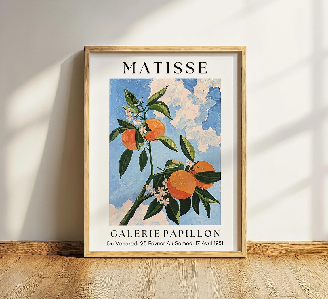 Matisse Galerie Papillon Orange Branch Floral Exhibition Art Poster