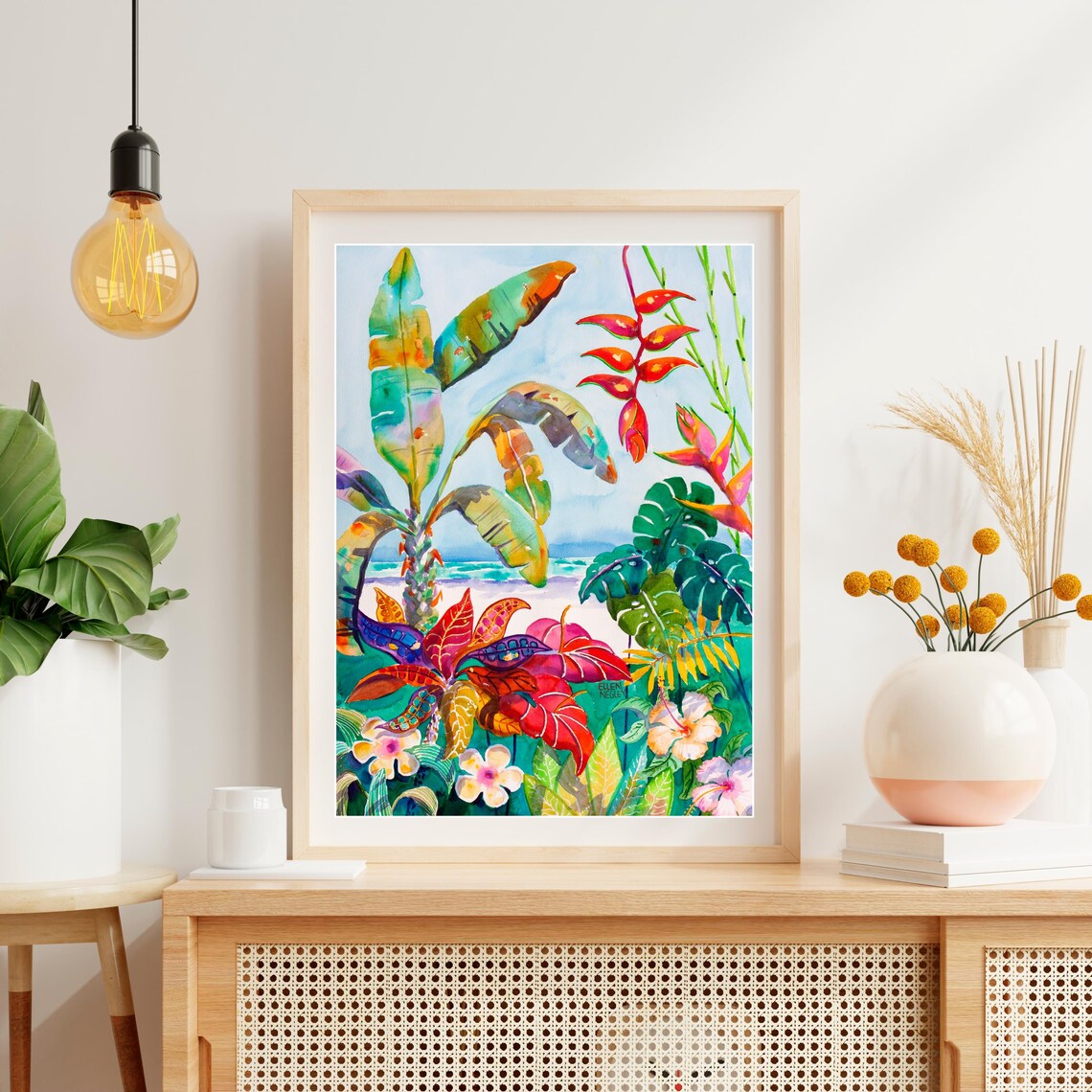 Ellen Negley Tropical Foliage Watercolor Art Print