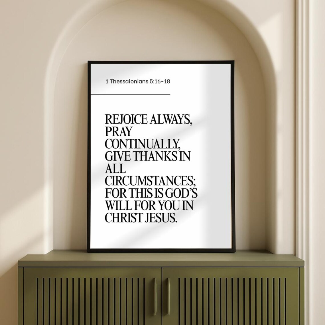 Rejoice Always Pray Continually Thanksgiving Scripture Black White Poster