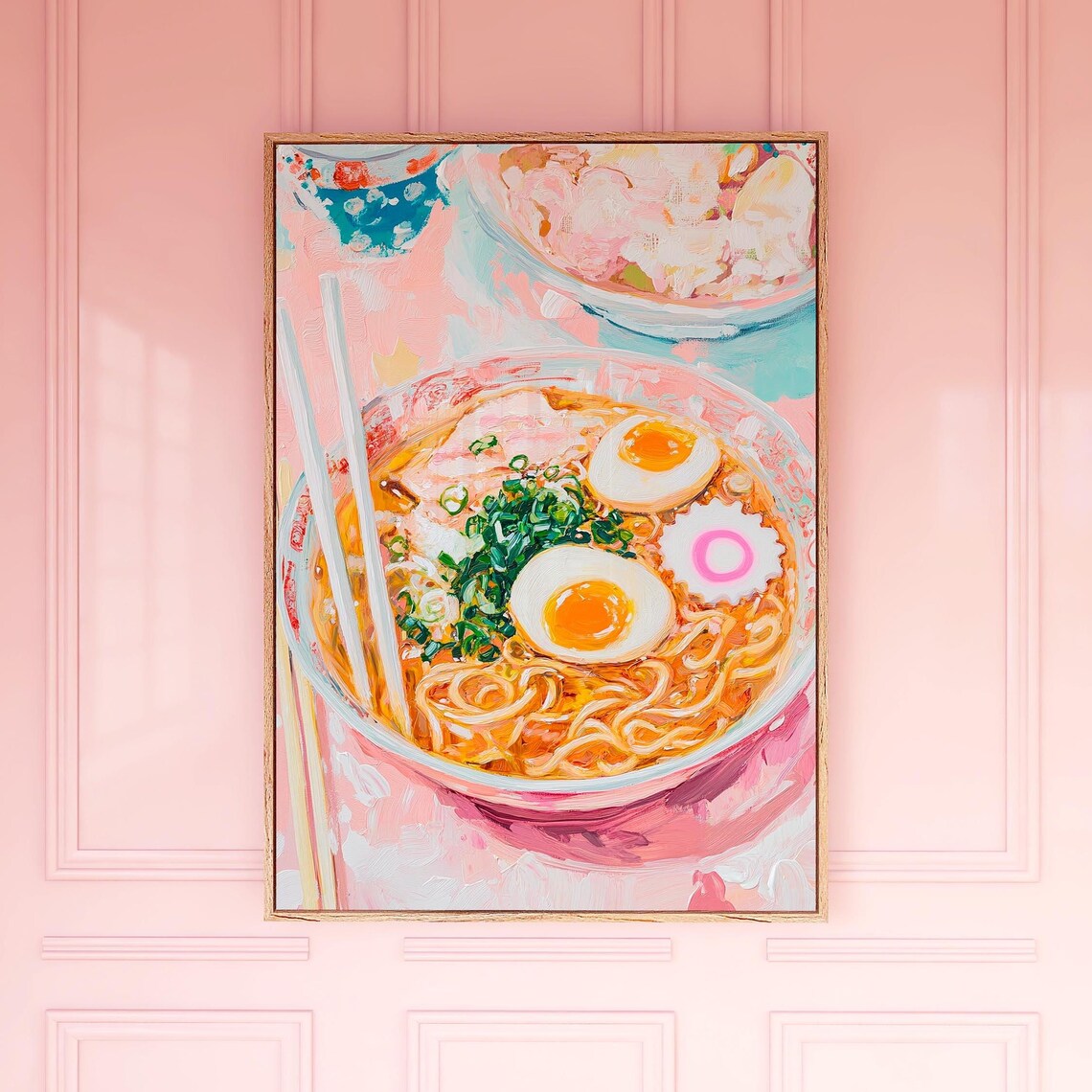 Ramen Bowl Painting Japanese Noodle Soup Kitchen Food Art Poster