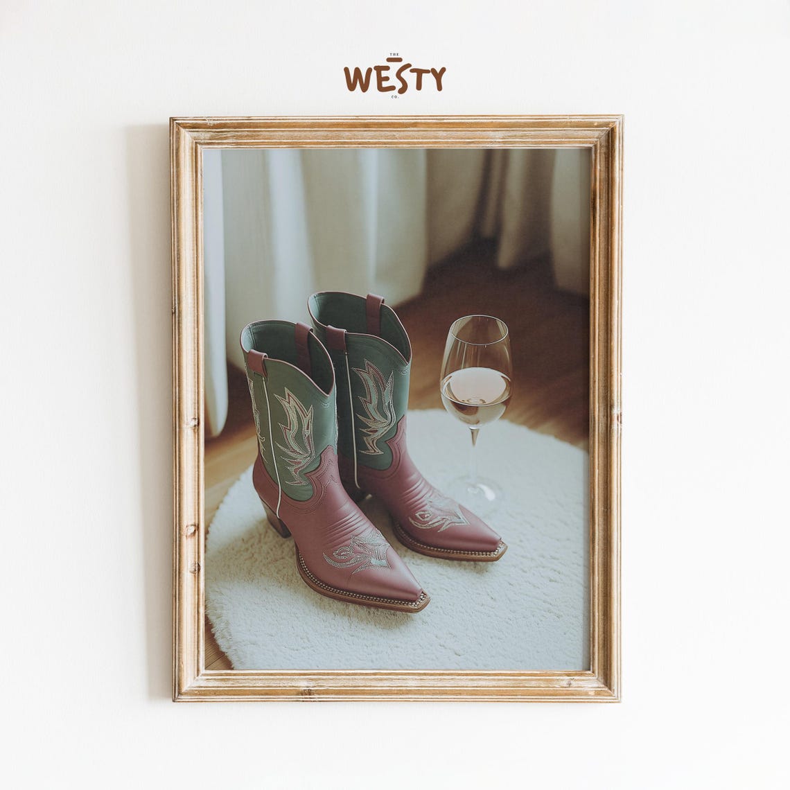 Cowboy Boots and Wine Glass Rustic Western Still Life Poster